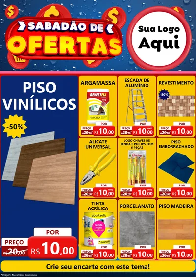 Modelo de Encarte para Encarte A4 Vertical com o tema Sabadão de Ofertas para Material para Construção