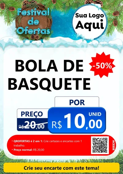 Modelo de Cartaz para Cartaz A4 Vertical com o tema Festival de Ofertas - Inverno para Artigos Esportivos
