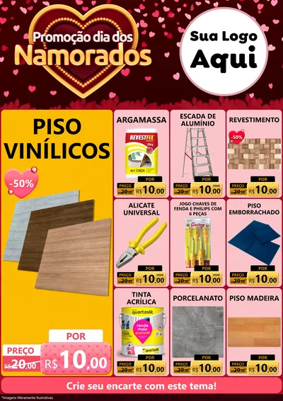 Modelo de Encarte para Encarte A4 Vertical com o tema Promoção Dia Dos Namorados para Material para Construção