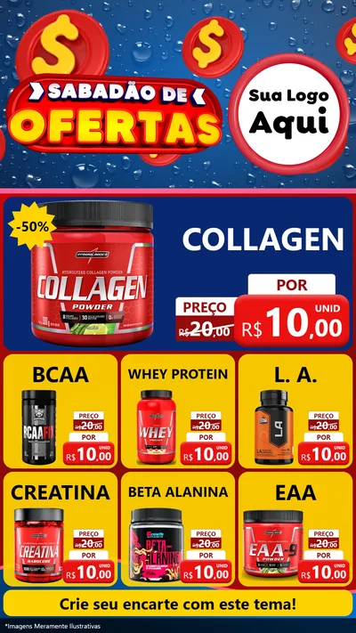 Modelo de Rede Social para Stories com o tema Sabadão de Ofertas para Suplementos alimentares