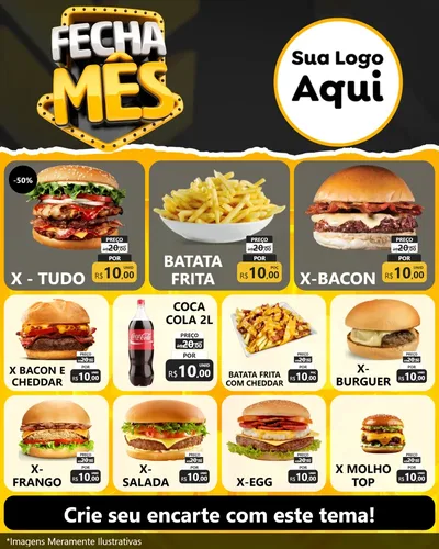 Modelo de Rede Social para Feed Instagram com o tema Fecha Mês para Hamburgueria