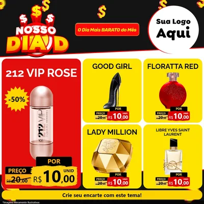 Modelo de Rede Social para Feed Facebook com o tema Nosso Dia D para Perfumes