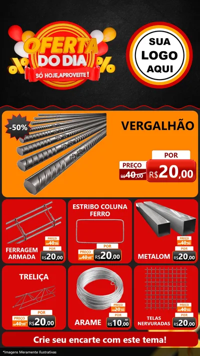 Modelo de Rede Social para Stories com o tema Oferta do Dia - Só hoje, Aproveite! para Ferragens