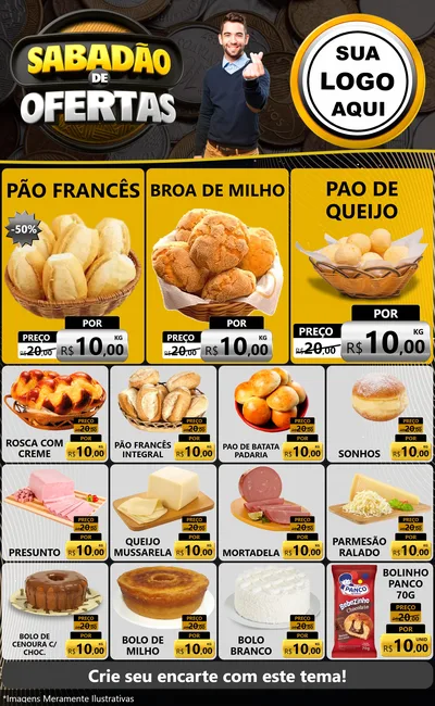 Modelo de Encarte para Encarte Grande com o tema Sabadão de Ofertas para Padaria