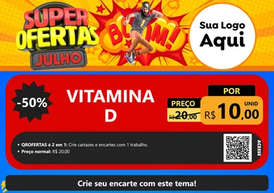 Modelo de Cartaz para Cartaz A4 Horizontal com o tema Super Ofertas Julho para Farmácia