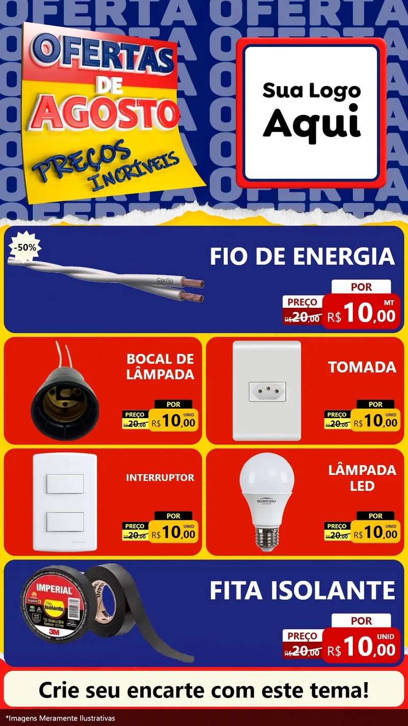 Modelo de TV para TV Vertical com o tema Ofertas de Agosto - Preços Incríveis para Materiais Elétricos