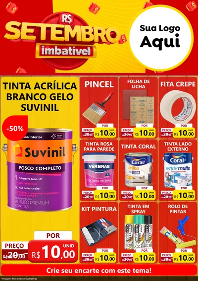 Modelo de Encarte para Encarte A4 Vertical com o tema Setembro Imbatível para Tintas e Ferramentas