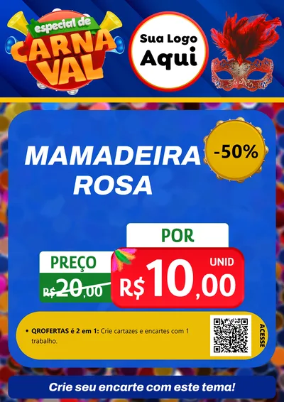 Modelo de Cartaz para Cartaz A4 Vertical com o tema Especial de Carnaval para Bebês