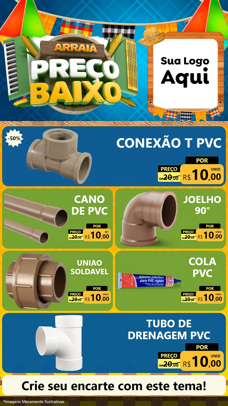 Modelo de TV para TV Vertical com o tema Arraiá de Preço Baixo - Junina para Tubos e conexões