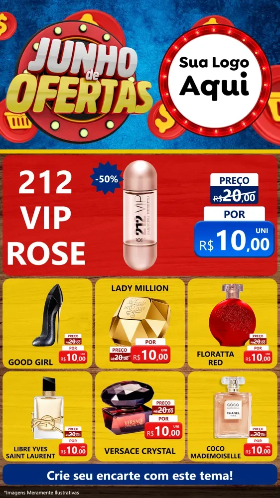 Modelo de Rede Social para Stories com o tema Junho de Ofertas para Perfumes