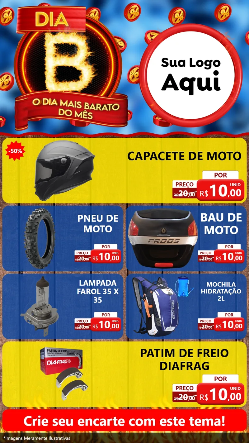 Modelo de TV para TV Vertical com o tema Dia B - O Dia Mais Barato Do Mês para Moto peças