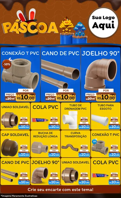 Modelo de Encarte para Encarte Grande com o tema Páscoa para Tubos e conexões