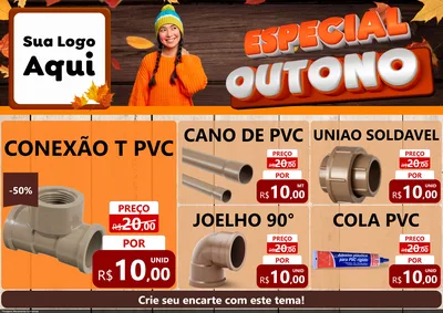 Modelo de Encarte para Encarte A4 Horizontal com o tema Especial Outono para Tubos e conexões