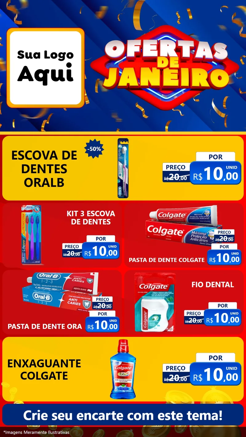 Modelo de TV para TV Vertical com o tema Ofertas de Janeiro para Higiene Pessoal