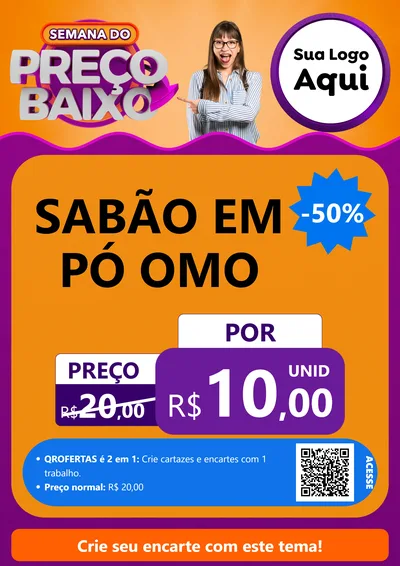 Modelo de Cartaz para Cartaz A4 Vertical com o tema Semana do Preço Baixo para Produtos de Limpeza