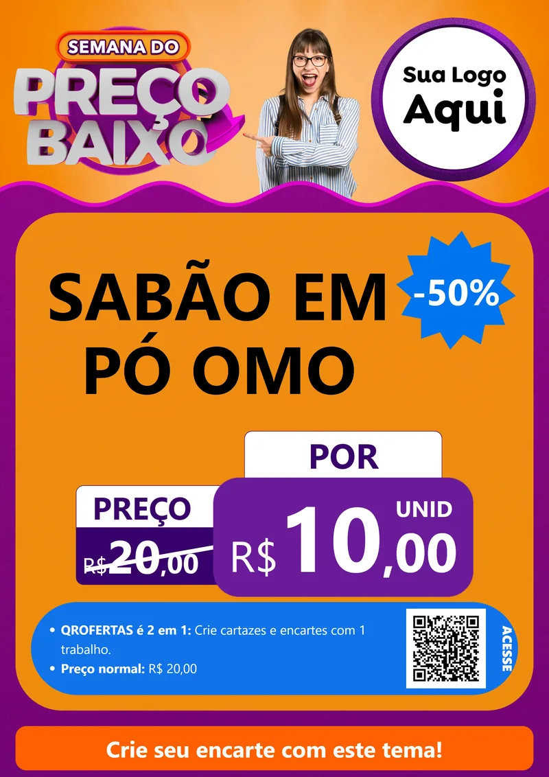 Modelo de Cartaz para Cartaz A4 Vertical com o tema Semana do Preço Baixo para Produtos de Limpeza