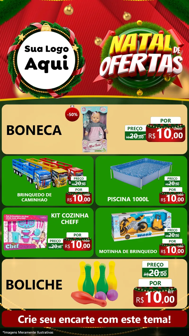 Modelo de TV para TV Vertical com o tema Natal de Ofertas para Brinquedos