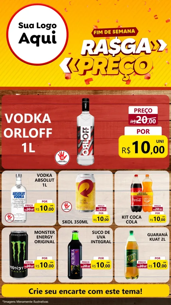 Modelo de Rede Social para Stories com o tema Fim de Semana Rasga Preços para Distribuidora de bebidas