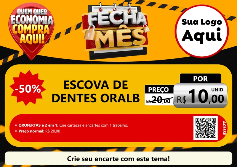 Modelo de Cartaz para Cartaz A4 Horizontal com o tema Fecha Mês para Higiene Pessoal