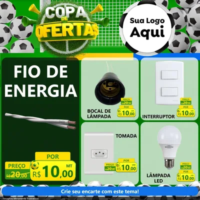Modelo de Rede Social para Feed Facebook com o tema Copa De Ofertas para Materiais Elétricos