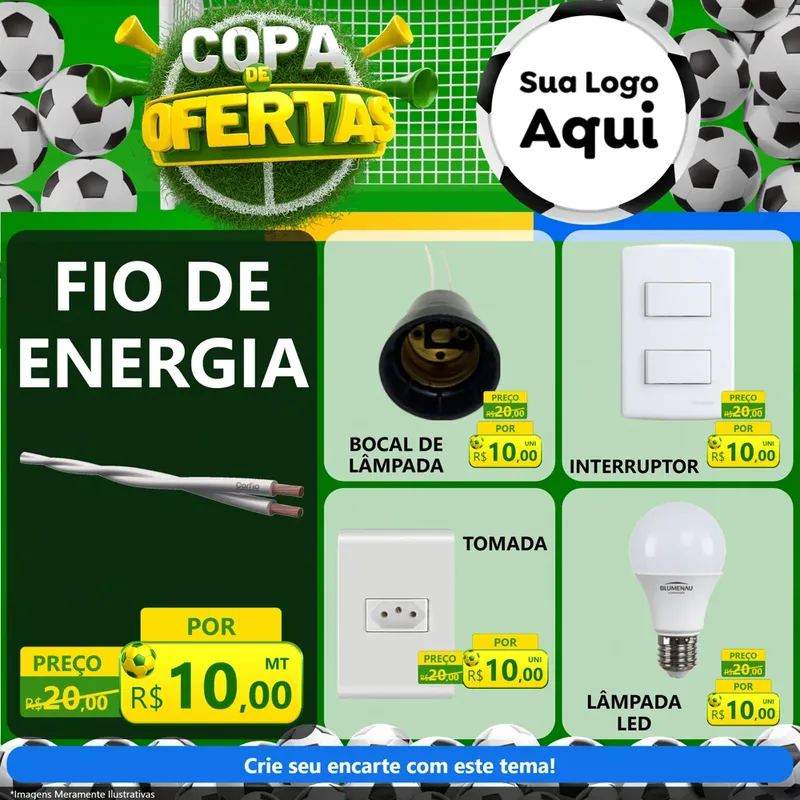 Modelo de Rede Social para Feed Facebook com o tema Copa De Ofertas para Materiais Elétricos