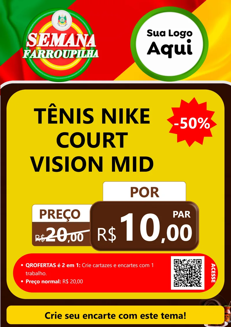 Modelo de Cartaz para Cartaz A4 Vertical com o tema Semana Farroupilha para Calçados