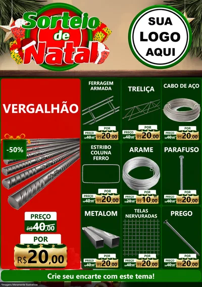 Modelo de Encarte para Encarte A4 Vertical com o tema Sorteio de Natal para Ferragens