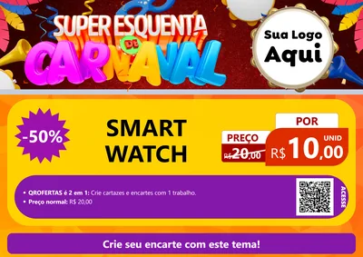 Modelo de Cartaz para Cartaz A4 Horizontal com o tema Super Esquenta de Carnaval para Informática