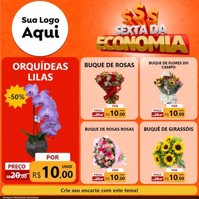 Modelo de Rede Social para Feed Facebook com o tema Sexta da Economia para Floricultura e jardim