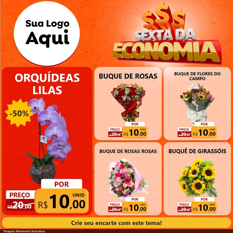 Modelo de Rede Social para Feed Facebook com o tema Sexta da Economia para Floricultura e jardim
