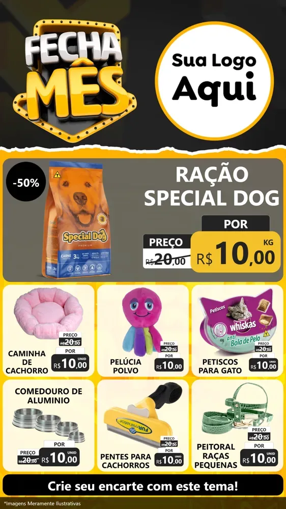 Modelo de Rede Social para Stories com o tema Fecha Mês para Pet Shop