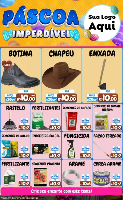 Modelo de Encarte para Encarte Grande com o tema Páscoa Imperdível para Agropecuária