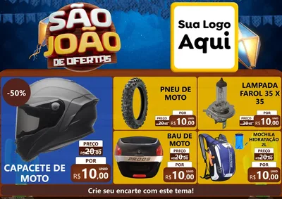 Modelo de Encarte para Encarte A4 Horizontal com o tema São João Ofertas Imbatíveis! - Junina para Moto peças