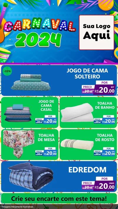 Modelo de TV para TV Vertical com o tema Carnaval 2027 para Cama, Mesa e Banho