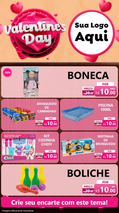 Modelo de TV para TV Vertical com o tema Valentine's Day para Brinquedos