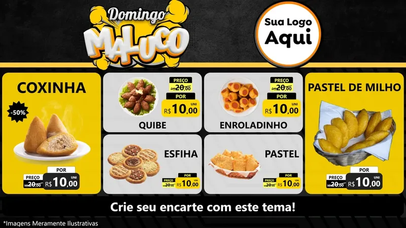 Modelo de TV para TV Horizontal com o tema Domingo Maluco para Salgadaria