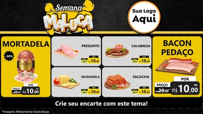 Modelo de TV para TV Horizontal com o tema Semana Maluca para Frios e Laticínios