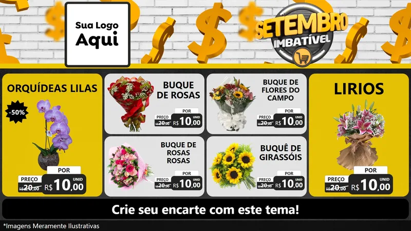 Modelo de TV para TV Horizontal com o tema Setembro Imbatível para Floricultura e jardim
