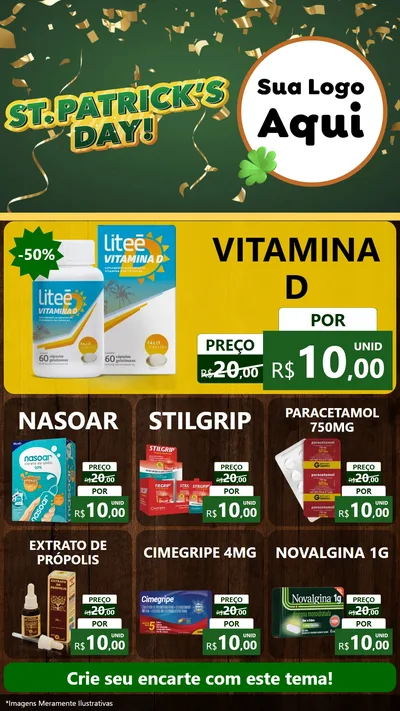 Modelo de Rede Social para Stories com o tema St Patriks Day para Farmácia
