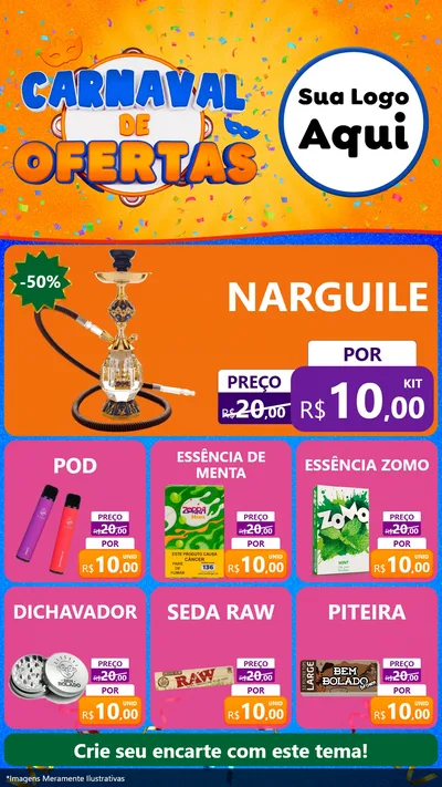Modelo de Rede Social para Stories com o tema Carnaval de Ofertas para Tabacaria