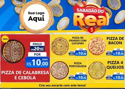 Modelo de Encarte para Encarte A4 Horizontal com o tema Sabadão do Real para Pizzaria