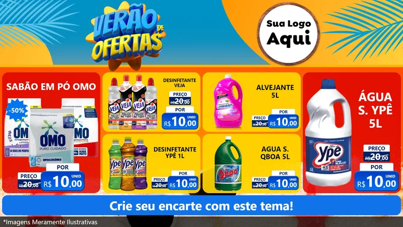 Modelo de TV para TV Horizontal com o tema Verão de Ofertas para Produtos de Limpeza