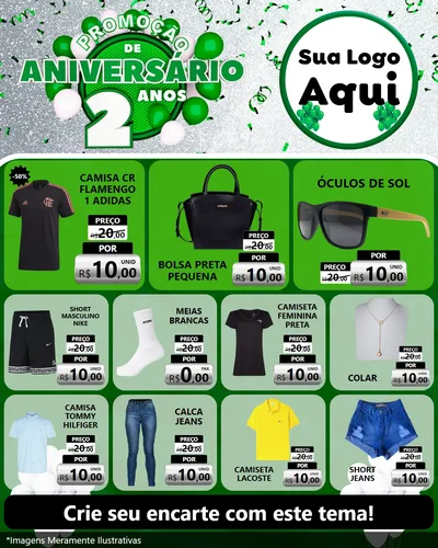Modelo de Rede Social para Feed Instagram com o tema Promoção de Aniversário - 2 Anos para Roupas e acessórios