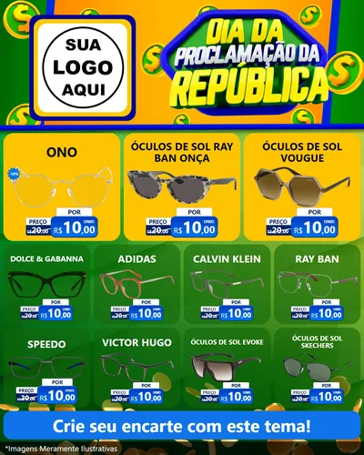 Modelo de Rede Social para Feed Instagram com o tema Dia Da Proclamação da República para Óticas