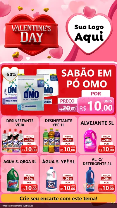 Modelo de Rede Social para Stories com o tema Valentine's Day para Produtos de Limpeza