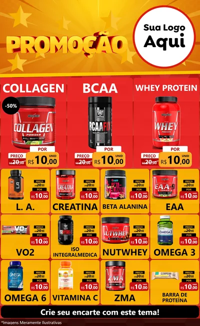 Modelo de Encarte para Encarte Grande com o tema Promoção para Suplementos alimentares