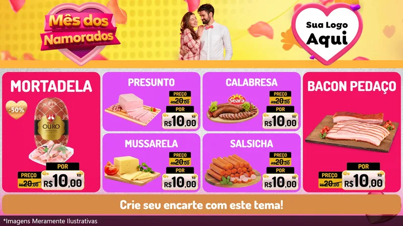 Modelo de TV para TV Horizontal com o tema Mês dos Namorados para Frios e Laticínios