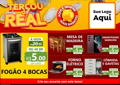 Modelo de Encarte para Encarte A4 Horizontal com o tema Terçou do Real para Móveis e Eletro