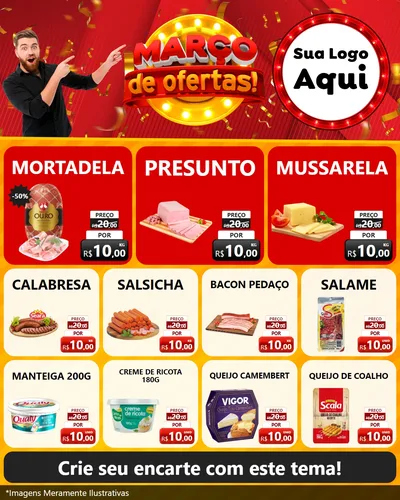 Modelo de Rede Social para Feed Instagram com o tema Março de Ofertas! para Frios e Laticínios