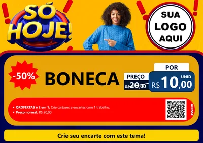 Modelo de Cartaz para Cartaz A4 Horizontal com o tema Só Hoje! para Brinquedos